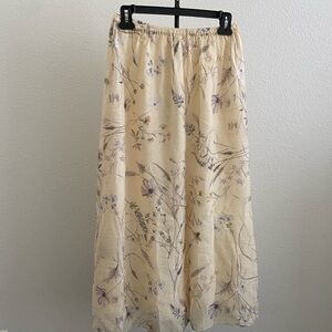 H&M Cream Maxi A-Line Skirt with Pleats